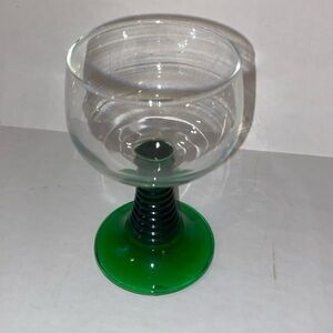 Vintage France Luminarc 5” Wine Glass Green Beehive Stem